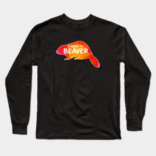 Beaver Critter - Watercolor Background Long Sleeve T-Shirt